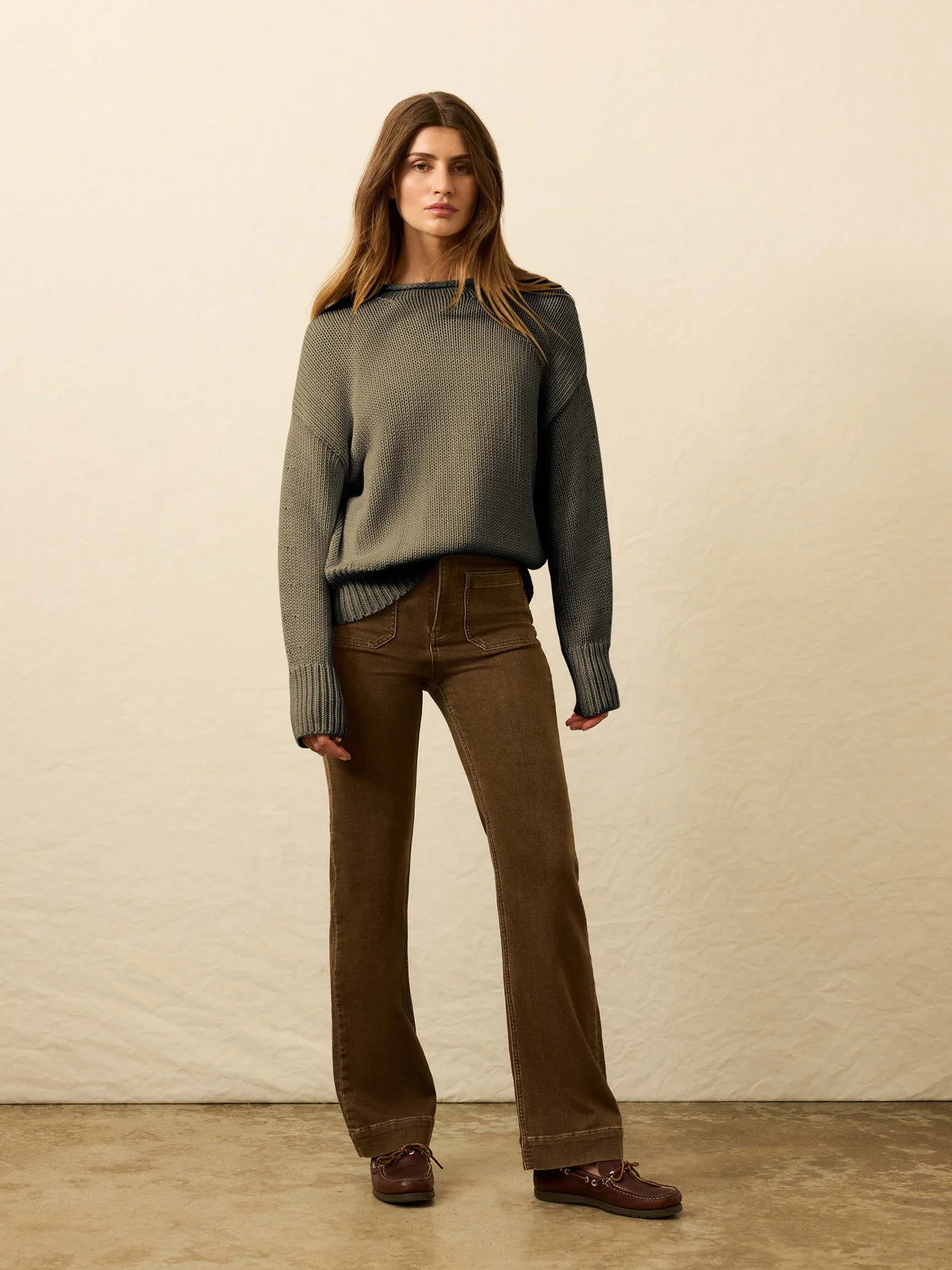 Sunwashed Cotton Roll Neck Sweater