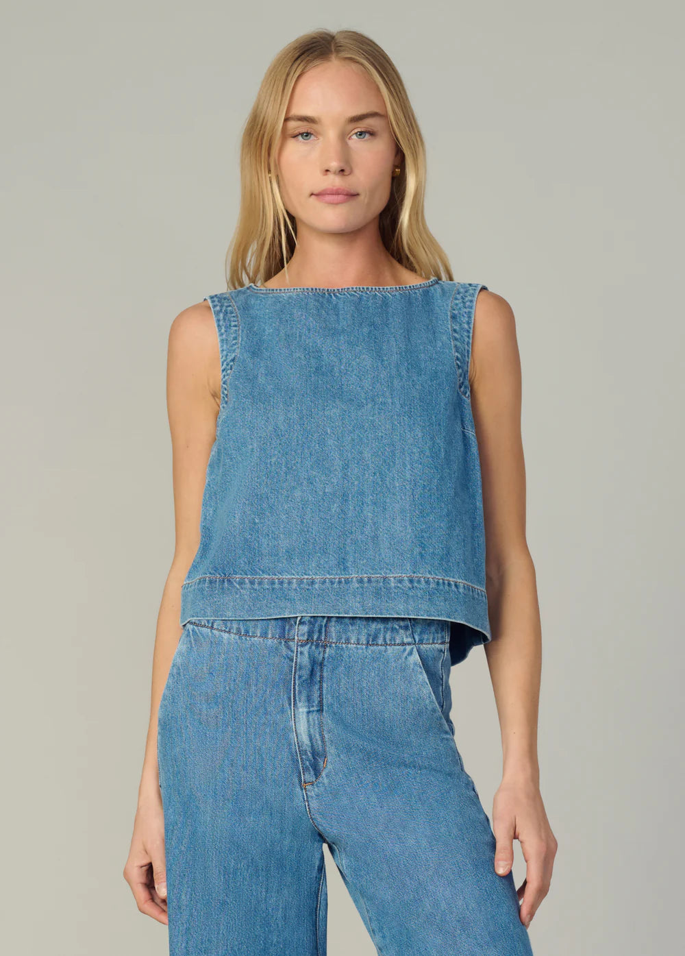 Revelation Boat Neck Denim Shell Top