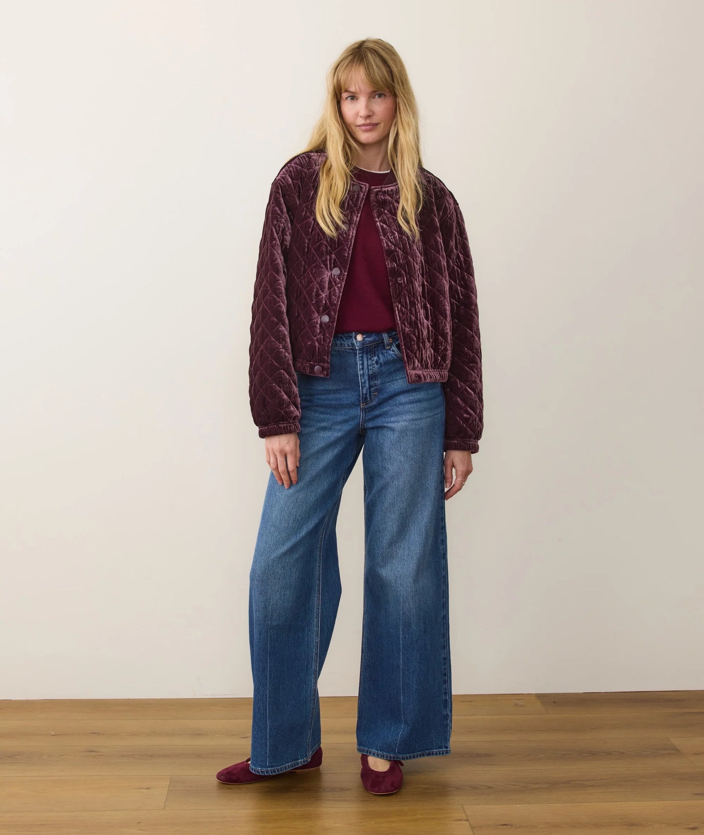 Anita Velvet Quilted Bomber