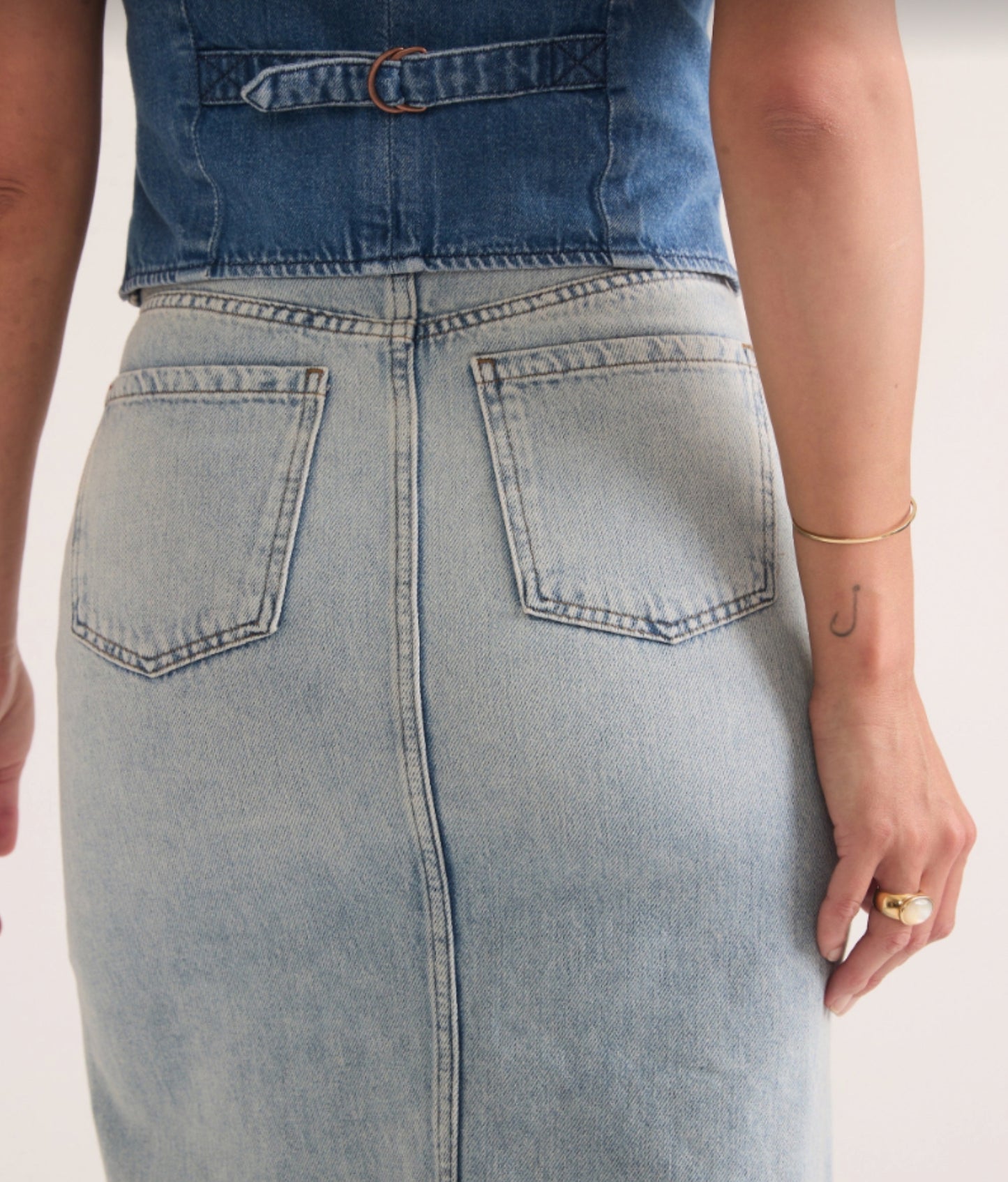 Fawn Denim Midi Skirt