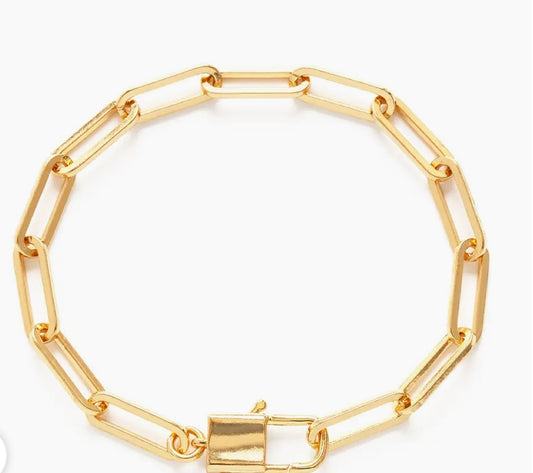 Paperclip Chain Bracelet with Padlock Clasp