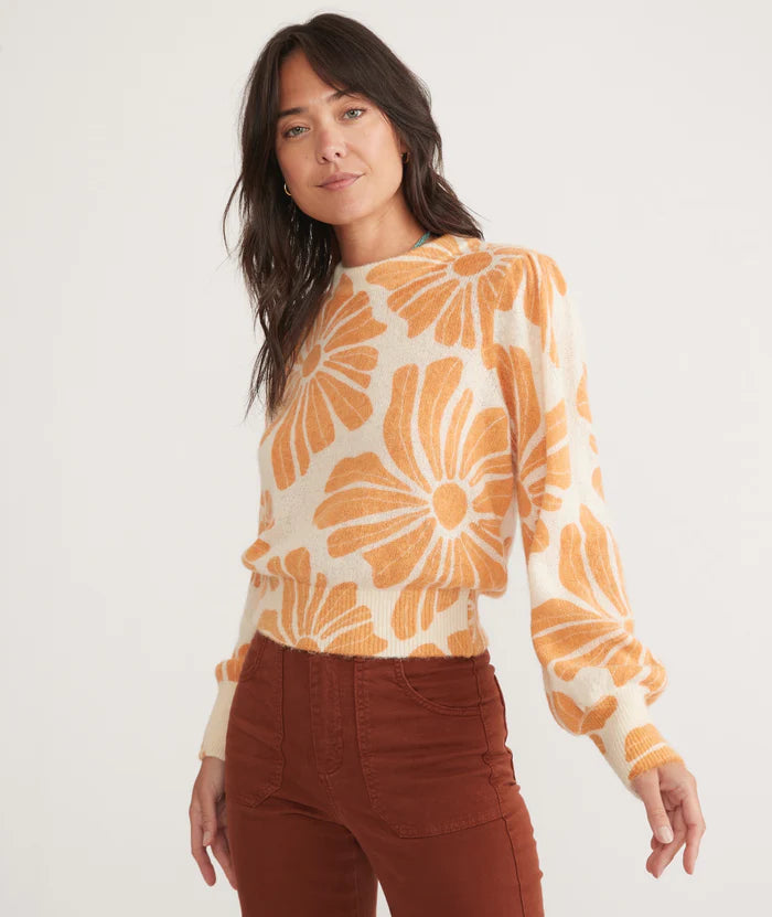 Alma Puff Sleeve Sweater in Exploded Floral