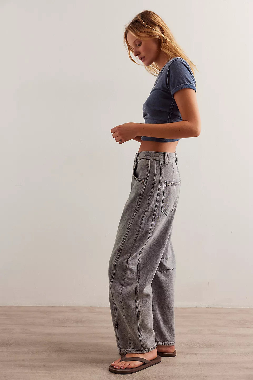 Good Luck Mid Rise Barrel Jeans