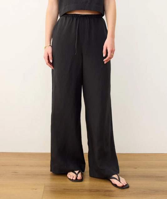 Linen Drawstring Wide Leg Pant