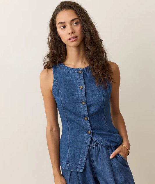 Charlie Longline Denim Vest