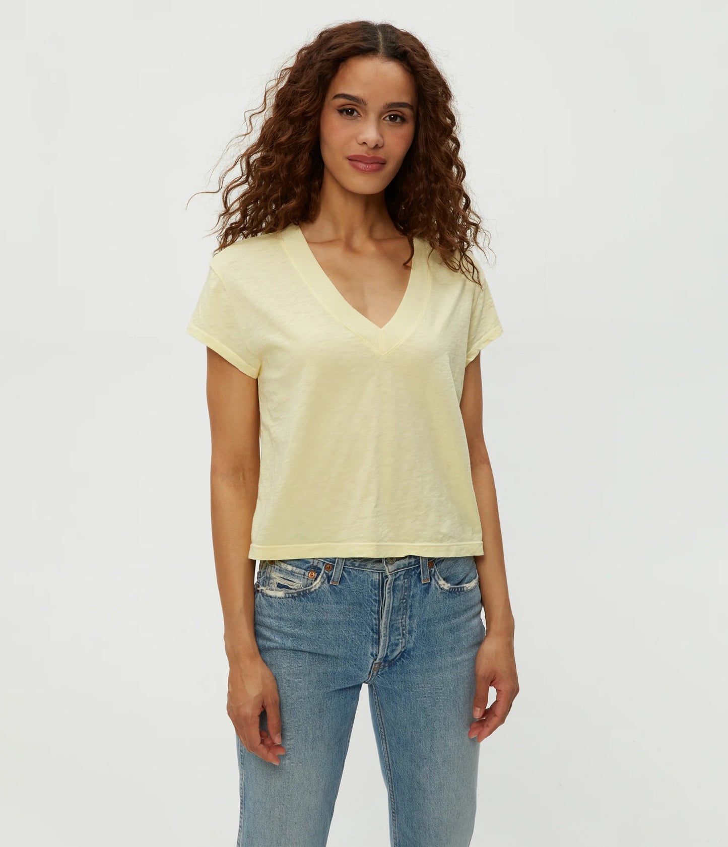 Harlan Cropped V Neck Tee