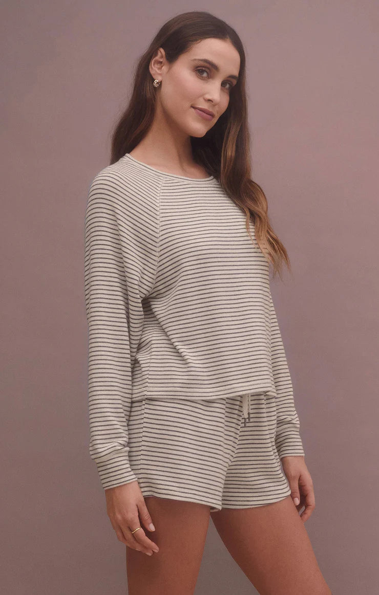 Staying In Striped Long Sleeve Top
