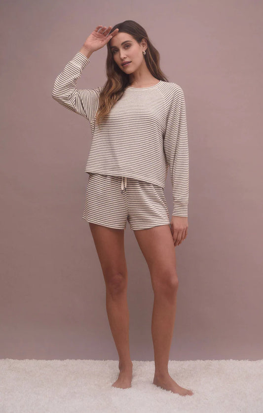 Staying In Striped Long Sleeve Top