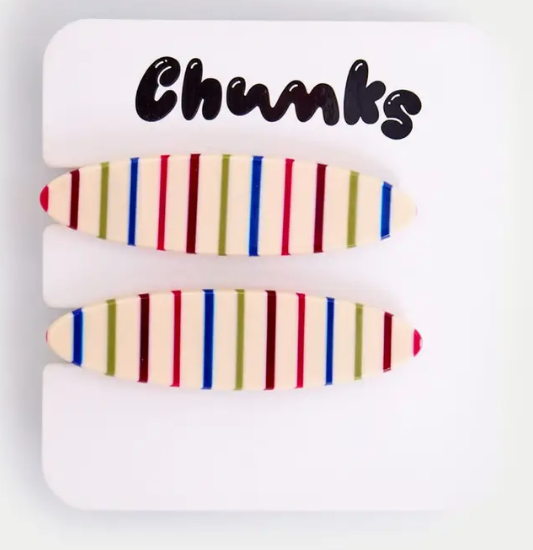 Allie Clips in Oval Vanilla Stripe