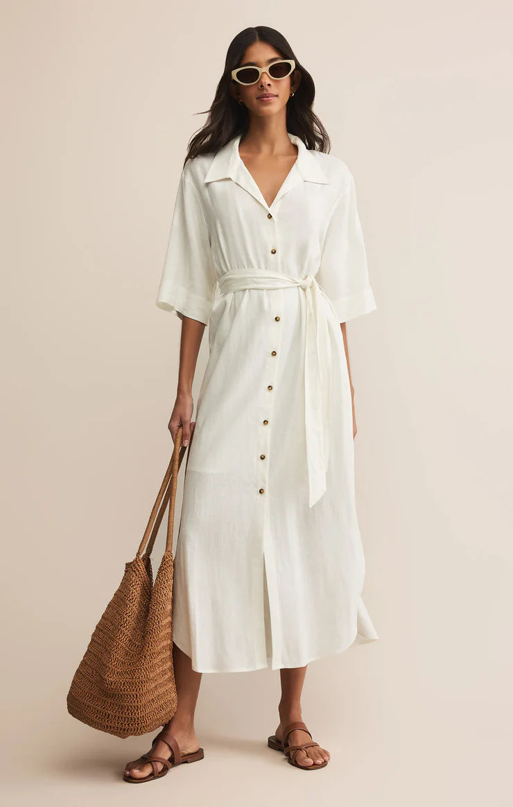 Brise Linen Midi Shirt Dress