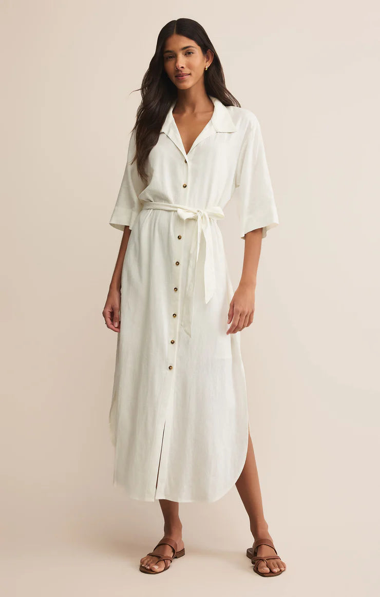 Brise Linen Midi Shirt Dress