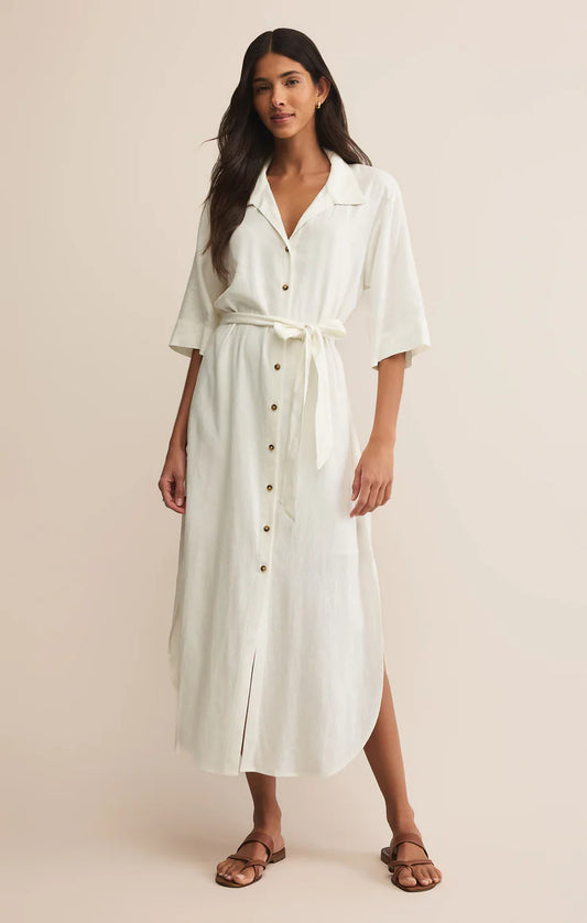Brise Linen Midi Shirt Dress